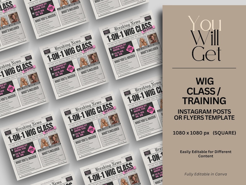 Wig Class Flyers, Lace Wig Class Flyer Template, Wig Install Training Course Flyer Wig Installation Masterclass Flyer 1 on 1 Wig Class wig install flyer wig installation 1 on 1 wig class wig install training wig master class lace melt lace wig class course flyer class flyer masterclass flyer wig class wig class flyers hair class flyer