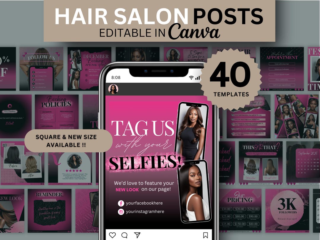40 Pink Instagram Template Hair Bundles Flyer Template Pink Hair Flyers ...