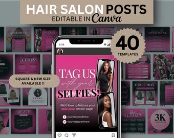 40 Pink Instagram Template Hair Bundles Flyer Template pink Hair Flyers Social Media Posts Hair Salon Flyer Instagram Post Hair Post Booking