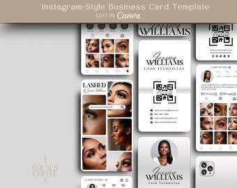 Modèle de cartes de visite Lash Tech Modèle de carte de visite minimaliste Canva Cartes de visite IG Modèle de carte de visite thème iPhone