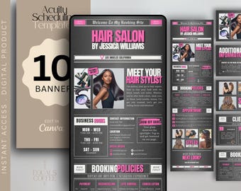 Hairstylist Acuity Website Template Hair Acuity Booking Site Template Schedule Canva Acuity Scheduling Hair Stylist Website Hair Business