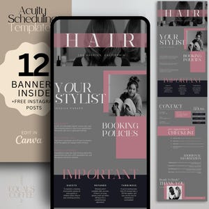 Pink Acuity Scheduling Template Hair Stylist Canva Template DIY Schedule Acuity Template Hair Business Acuity Booking Page Website Template