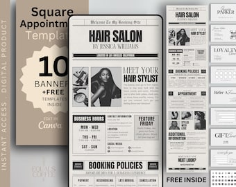Square Booking Site Template Hair Square Appointment Booking Site Hair Square Template Newspaper Website Hair Canva Website Hair Square Site