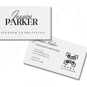"simple Business Card Template simple Business Card Design Bundle, Licensed Esthetician QR Code Card, Loyalty Card Referral Card Gift Card
 canva template ig template hair cards hair bundles wig business card modern business card cute business cards "