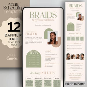 Boho Acuity Template Braids Website Templates Acuity Scheduling Template Braids Booking Minimalist Website Banner Canva Template Booking