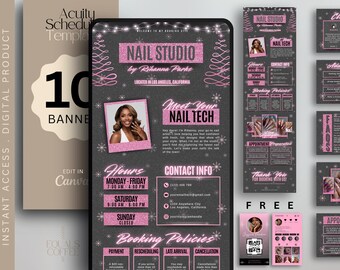 Christmas Acuity Template Nail Tech Template Acuity Website Booking Acuity Scheduling Template Nails Acuity Canva Website Pink Acuity Sites