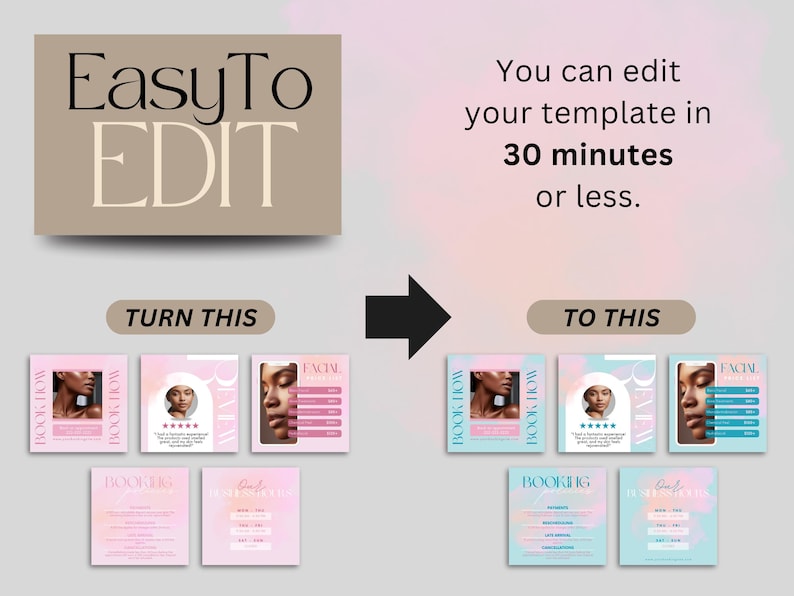30 Esthetician Pink Instagram Post Template Canva, Esthetician Posts Flyer, Skin Instagram Template Social Media Posts Skincare Business