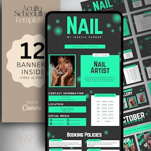Neon Acuity Scheduling Template Nail Tech Acuity Template Nail Stylist Acuity Booking Page Canva Template Nail Tech Acuity Website Banner