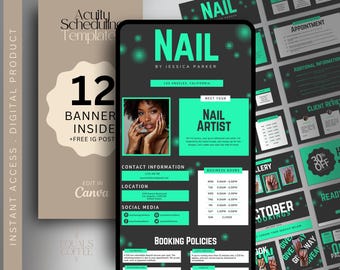 Neon Acuity Scheduling Template Nail Tech Acuity Template Nail Stylist Acuity Booking Page Canva Template Nail Tech Acuity Website Banner