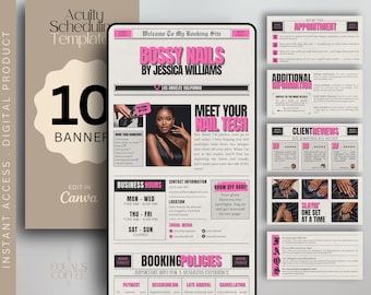 Nails Acuity Website Templates Schedule Acuity Booking Site Nail Tech Acuity Scheduling Template Canva Acuity Template Newspaper Booking DIY