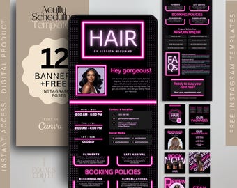 May include: A pink neon sign with the word "HAIR" and the text "By Jessica Williams" on a black background with a white polka dot pattern. The sign is surrounded by a black border. The image also includes a black and white image of a woman with long black hair. The text "Hey gorgeous!" is below the image. The image also includes a black and white image of a woman with long black hair. The text "Hey gorgeous!" is below the image.