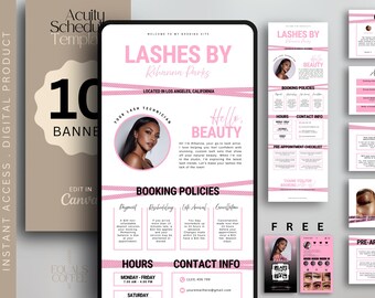White Acuity ラッシュスタイリスト予約サイト Lash Acuity サイト Acuity ウェブサイト Lash Tech Acuity スケジュールウェブサイト Canva テンプレート予約ウェブサイト