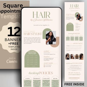 Boho Square Template Hair Stylist Booking Site Template Hairstylist Canva Template Website Banner Square Appointments Template Booking Site