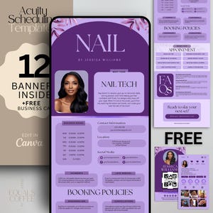 Purple Acuity Scheduling Template Nail Tech Acuity Template Nail Stylist Acuity Booking Page Canva Template Nail Tech Acuity Website Banner