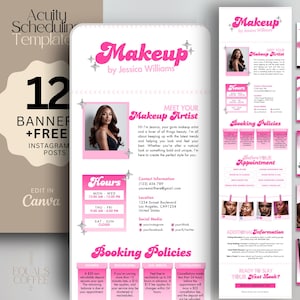 Rosa Acuity Book Template Makeup Artist Canva Scheduling Acuity Template Makeup Acuity Website Template Beauty Buchungsseite MUA Flyers