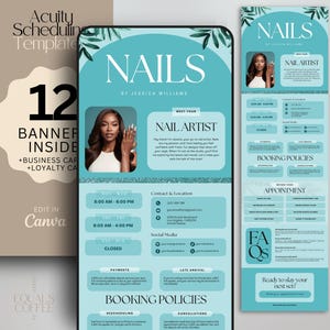 Teal Acuity Scheduling Template Nail Tech Acuity Template Nail Stylist Acuity Booking Page DIY Canva Template Nail Tech Canva Acuity Website