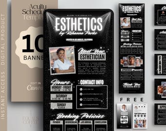 Modelo de agendamento Acuity para esteticistas | Modelo de site de reservas Black Booking | Modelos de agendamento Acuity | Site Canva | Identidade visual para esteticistas | Sites Acuity