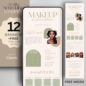 Boho Acuity Scheduling Template Make-up-Buchungsvorlage Website Acuity-Vorlage Canva Acuity-Booking-Seitenvorlage Bearbeitbares Acuity Make-up