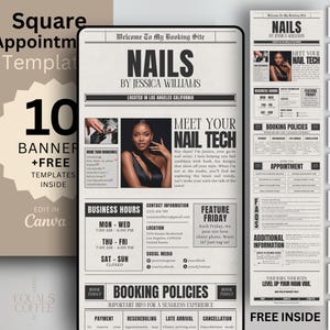 Nail Quadrat Website Template Nail Tech Buchung Website Template Nails Quadrat Templates Canva Website Nails SquareBooking Template Newspaper