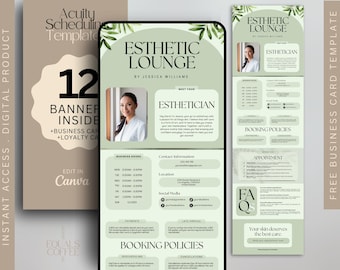 Green Acuity Scheduling Template Esthetician Acuity Website Template Banner Canva Schedule Acuity Template Booking Site, FREE Business Card