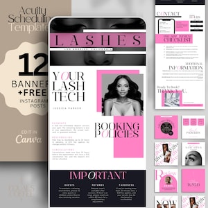 Pink Acuity Scheduling Template Lash Tech Acuity Website Template Acuity Template Lash Website Template Acuity Booking Page, Instagram Post