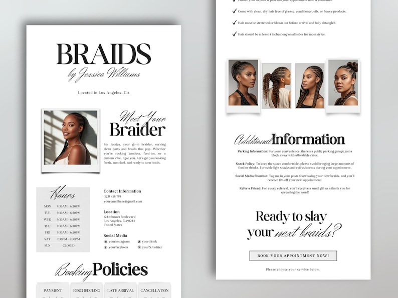 Braid Acuity Template Hair Scheduling Template Acuity Braiding Website ...
