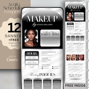 Luxus Acuity Website Template Make-up Artist Buchungsseite Acuity Scheduling Template Canva Makeup Template AcuitySchedule Banner Template