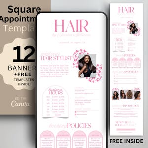 Minimalist Square Template Hair Stylist Booking Site Template Hairstylist Canva Template Website Banner Square Appointments Template Hair