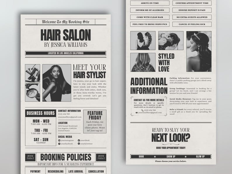 Hair Stylist Acuity Template Hair Acuity Scheduling Template Canva ...