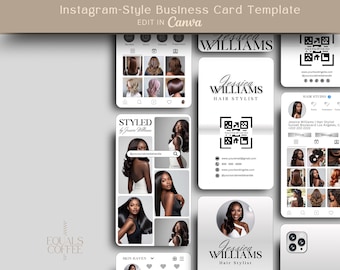 Minimalist Business Card Template Canva Business Cards Instagram Business Cards Hair Business Card Design QR Code Card IG Business Card Hair