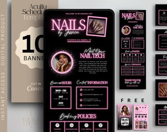 Nail Acuity Website Template Canva Acuity Schedule Template Nails Booking Site Nail Tech Acuity Pink Acuity Scheduling Templates Banners