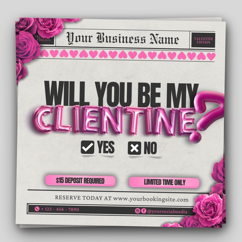 February Booking Flyer Valentine's Day Template Editable Canva Valentine Flyer Design Social Media Template Flyer Business Canva Templates february books open february bookings openings flyer appointment flyer valentines day flyer hair makeup lash valentines day deals book now flyer booking flyer hair flyer february lash flyer february hair flyer february wig flyer february booking fly valentines hair flye february braids flye