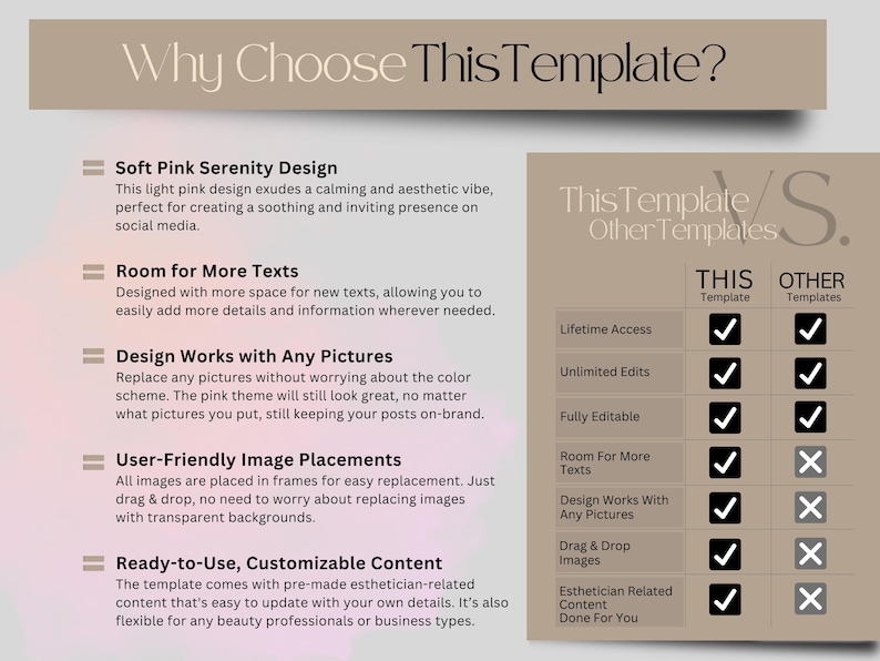 30 Esthetician Pink Instagram Post Template Canva, Esthetician Posts Flyer, Skin Instagram Template Social Media Posts Skincare Business