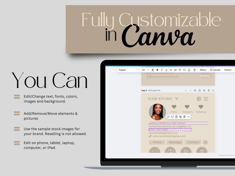 minimalist Beige IG Business Card Template Canva DIY Instagram Business Cards Hair Business Cards Design Nail QR Code Cards Calling Card Canva Template minimalist business card instagram card beauty business card hairstylist cards hairstylist business card template