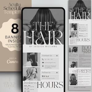 Gray Acuity Scheduling Template Hair Stylist Canva Template DIY Schedule Acuity Template Hair Business Acuity Booking Page Website Template