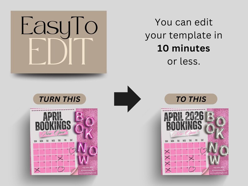 April Booking Calendar Editable Template, April Flyers Template April ...