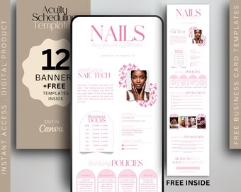Pink Acuity Template Nails Acuity Scheduling Template Nail Tech Booking Site Template Nails Website Template Acuity Canva Template Booking