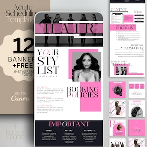 Hair Acuity Template Pink Acuity Booking Site Hair Stylist Acuity Site Template Hairstylist Website Banner Template Canva, Free Hair Flyers