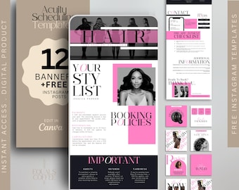 Hair Acuity Template Pink Acuity Booking Site Hair Stylist Acuity Site Template Hairstylist Website Banner Template Canva, Free Hair Flyers