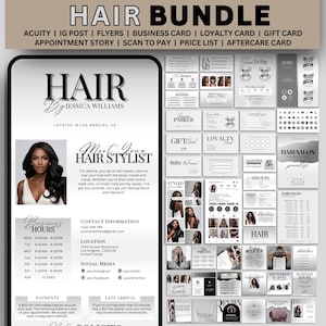 Minimalist Brand Kit Hair Business Bundle Hair Brand Templates Acuity Booking Flyers Hair Instagram Templates Hair Price List Business Card