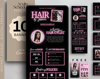 Modelos de reserva de Black Acuity Site de cabeleireiro Acuity Modelo de site de reserva de cabelo Hair Sylist Canva Modelo de site de agendamento de Acuity