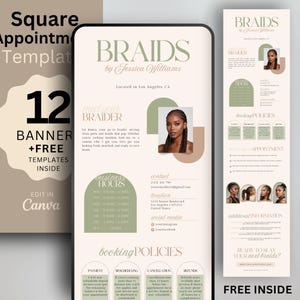 Boho Booking Site Template Braider Square Website Template Braider Booking Site Square Appointments Template Braids Website Banner Template