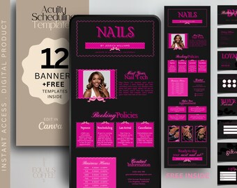Nail Tech Acuity Website Template Nail Booking Site Template Canva Acuity Scheduling Template Nails Acuity Template Nail Acuity Schedule