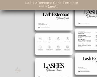 Cartes de soin pour les extensions de cils Carte de soin pour les cils minimaliste Modèle de guide d'entretien pour les cils Carte d'instructions d'entretien Carte d'extension de cils