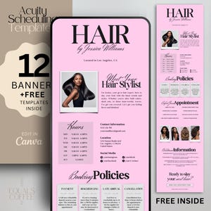 Pink Acuity Template Hair Stylist Acuity Scheduling Website Template Canva Business Booking Website Hairstylist Templates Hair Salon Booking