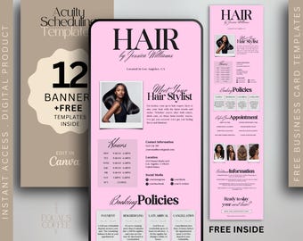 Pink Acuity Template Hair Stylist Acuity Scheduling Website Template Canva Business Booking Website Hairstylist Templates Hair Salon Booking