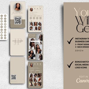 iphone Beige IG Business Card Template Canva DIY Instagram Business Cards Hair Business Cards Design Nail QR Code Cards Calling Card Canva Template business card with qr code hair salon business cards qr code card qr code template editable template