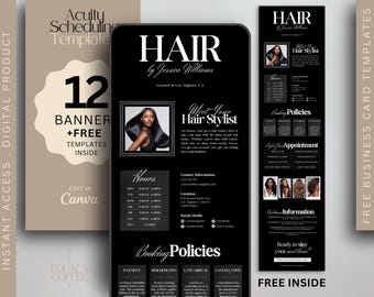 Black Acuity Template Hair Stylist Canva Template Acuity Website Template Canva Booking Site Hair Acuity Scheduling Template Hairstylist DIY
