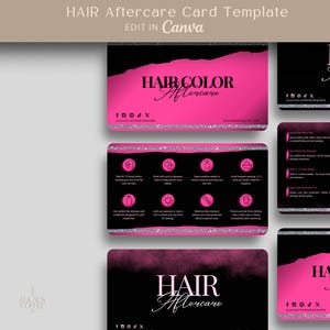 Pink After Care Cards Hair Care Card Hair Colors Care Instructions Hair Coloring Aftercare Card Hair Aftercare Card Editable Canva Template