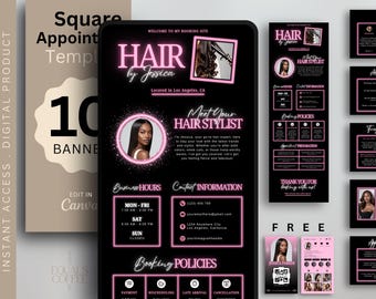 Sjabloon Hair Square-sjabloon Boekingssjabloon voor haarstylist Minimalistische website Canva Boekingssite Sjabloon website voor haarstylist Hair Square-boekingen